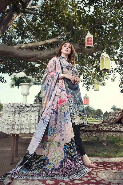 UNSTITCHED / PRINTED LAWN / Honey Comb Chintz